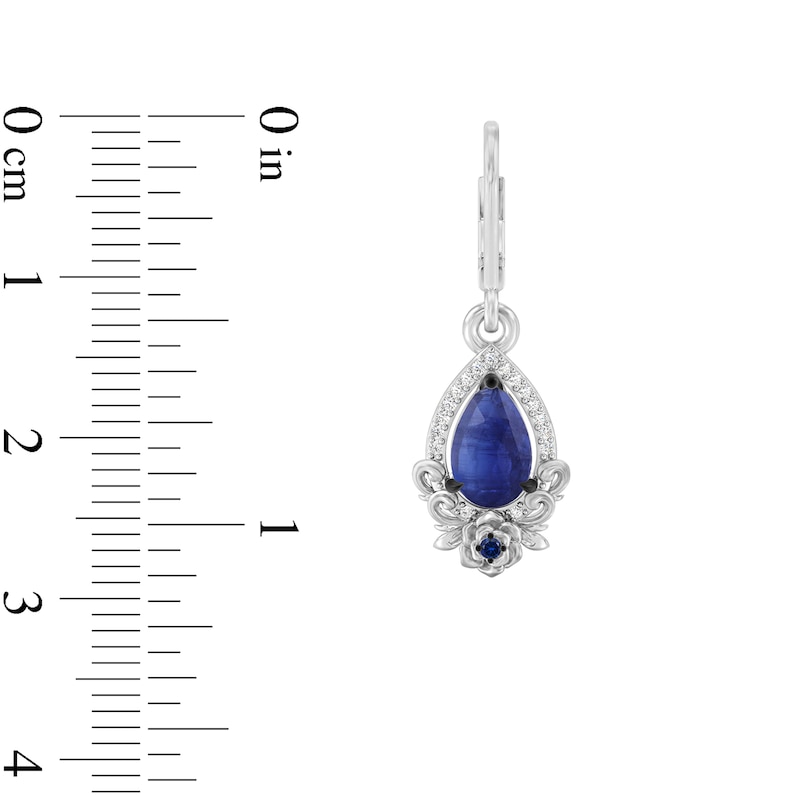Main Image 3 of Enchanted Disney Cinderella 75th Anniversary Kyanite, Sapphire and 1/10 CT. T.W. Diamond Earrings in Sterling Silver