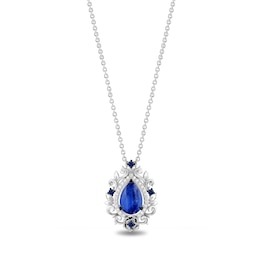 Enchanted Disney Cinderella Pear Kyanite, Sapphire and 1/10 CT. T.W. Diamond Necklace in Sterling Silver - 19"