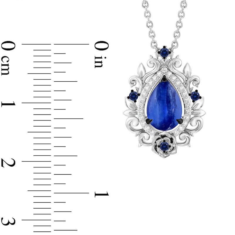Main Image 3 of Enchanted Disney Cinderella 75th Anniversary Kyanite, Sapphire and 1/10 CT. T.W. Diamond Necklace in Sterling Silver