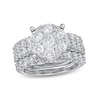 Thumbnail Image 1 of Previously Owned - 4 CT. T.W. Multi-Diamond Vintage-Style Three Piece Soldered Bridal Set in 14K White Gold