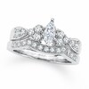 Thumbnail Image 1 of Previously Owned - 1-1/2 CT. T.W. Marquise Diamond Soldered Bridal Set in 14K White Gold