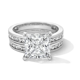 5 CT. T.W. Princess-Cut Certified Lab-Grown Diamond Bridal Set in 14K White Gold (F/VS2)