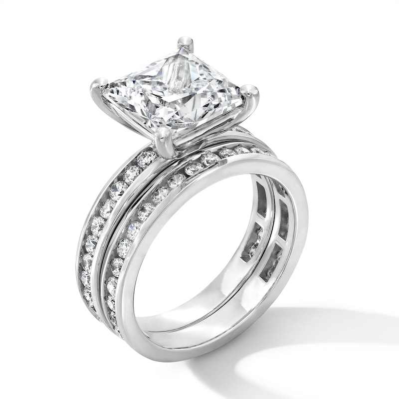 Main Image 2 of 5 CT. T.W. Princess-Cut Certified Lab-Grown Diamond Bridal Set in 14K White Gold (F/VS2)
