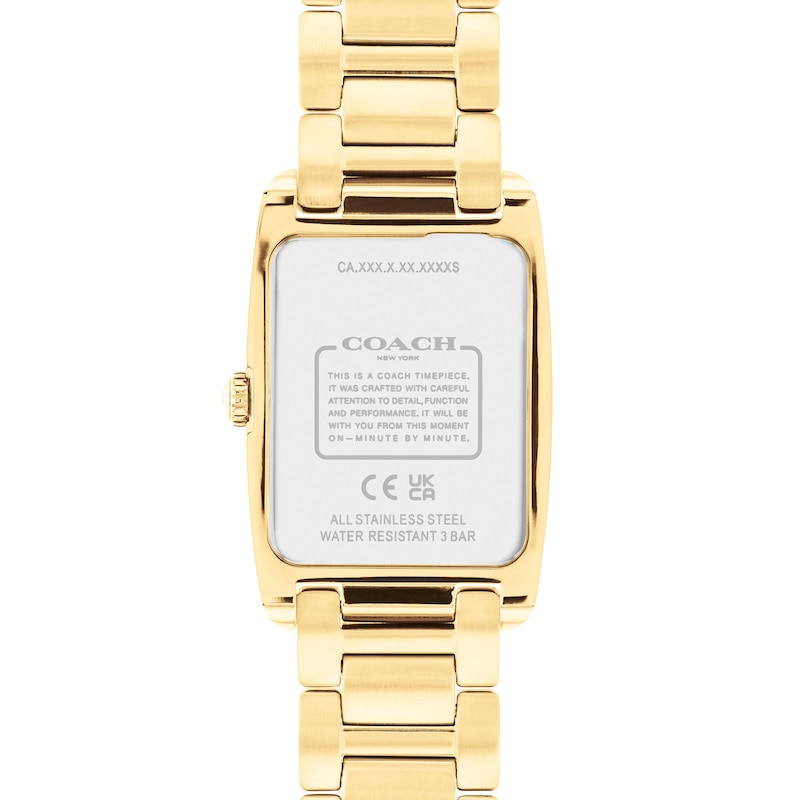 Main Image 3 of Ladies' Coach Reese Crystal Accent Gold-Tone IP Watch with Rectangular White Dial (Model: 14504316)