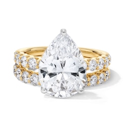 5-1/2 CT. T.W. Pear-Shaped Certified Lab-Grown Diamond Bridal Set in 14K Yellow Gold (F/VS2)