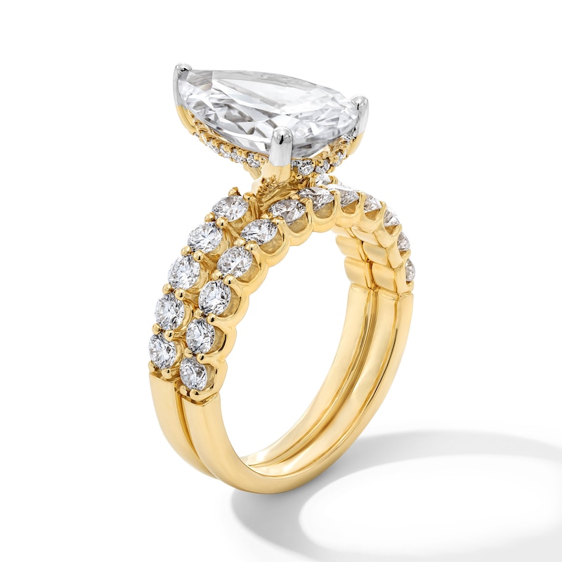 Main Image 2 of 5-1/2 CT. T.W. Pear-Shaped Certified Lab-Grown Diamond Bridal Set in 14K Yellow Gold (F/VS2)