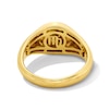 Thumbnail Image 4 of Pavé-Set Blue Lab-Created Sapphire Virgo Zodiac Signet Ring in Sterling Silver with 18K Gold Plate