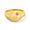 Thumbnail Image 1 of Pavé-Set Amethyst Aquarius Zodiac Signet Ring in Sterling Silver with 18K Gold Plate