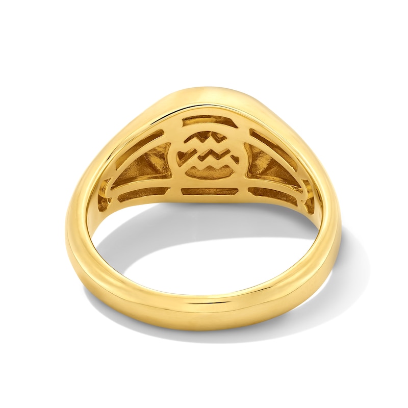 Main Image 4 of Pavé-Set Amethyst Aquarius Zodiac Signet Ring in Sterling Silver with 18K Gold Plate