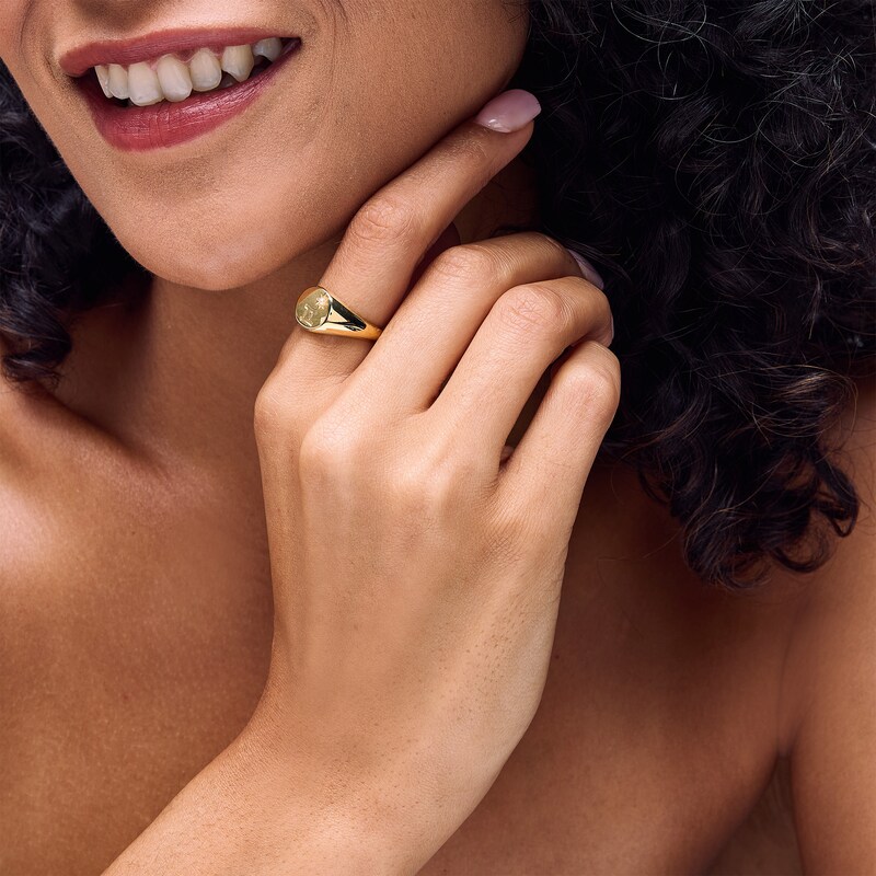 Main Image 2 of Freshwater Cultured Pearl Gemini Zodiac Signet Ring in Sterling Silver with 18K Gold Plate