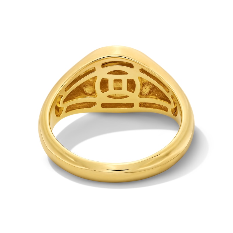Main Image 4 of Freshwater Cultured Pearl Gemini Zodiac Signet Ring in Sterling Silver with 18K Gold Plate