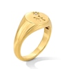 Thumbnail Image 3 of Pavé-Set Lab-Created Aquamarine Pisces Zodiac Signet Ring in Sterling Silver with 18K Gold Plate