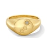 Thumbnail Image 1 of Pavé-Set Blue Topaz Sagittarius Zodiac Signet Ring in Sterling Silver with 18K Gold Plate