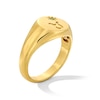 Thumbnail Image 3 of Pavé-Set Lab-Created Emerald Taurus Zodiac Signet Ring in Sterling Silver with 18K Gold Plate