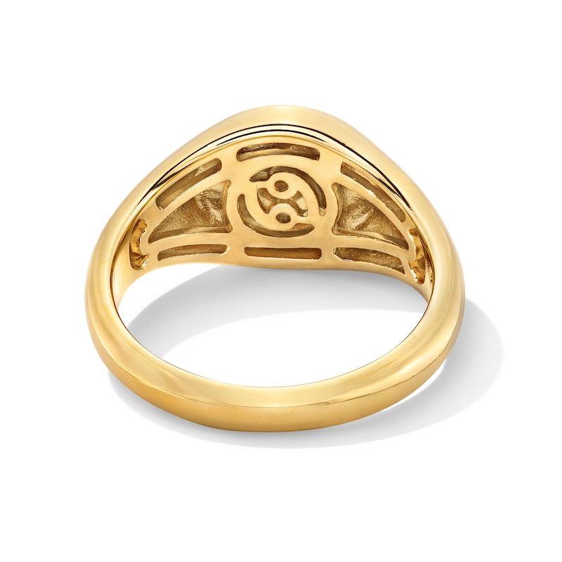 Main Image 4 of Pavé-Set Lab-Created Ruby Cancer Zodiac Signet Ring in Sterling Silver with 18K Gold Plate