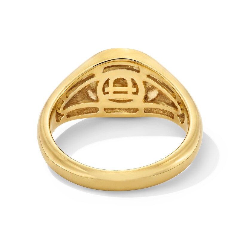 Main Image 4 of Lab-Created Opal Libra Zodiac Signet Ring in Sterling Silver with 18K Gold Plate
