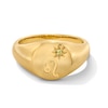 Thumbnail Image 1 of Pavé-Set Peridot Leo Zodiac Signet Ring in Sterling Silver with 18K Gold Plate