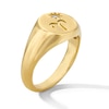 Thumbnail Image 3 of Pavé-Set White Lab-Created Sapphire Aries Zodiac Signet Ring in Sterling Silver with 18K Gold Plate
