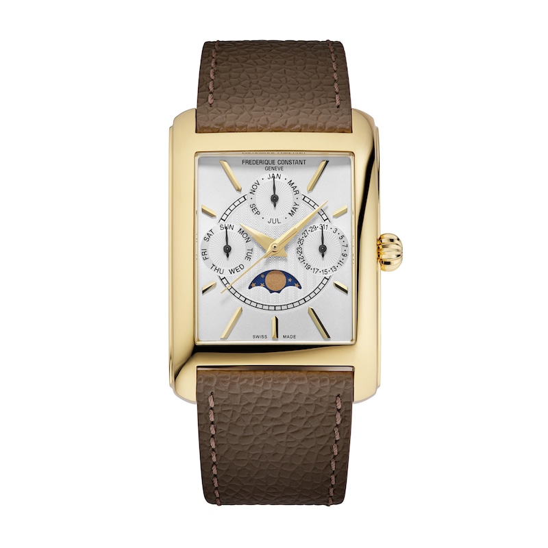 Main Image 1 of Men's Frederique Constant Classics Carrée Moon Phase Gold-Tone IP Watch with Silver-Tone Dial (Model: FC-265S4C5)