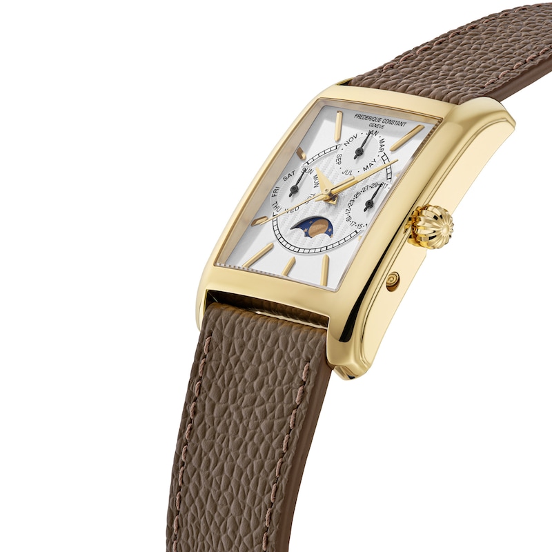 Main Image 2 of Men's Frederique Constant Classics Carrée Moon Phase Gold-Tone IP Watch with Silver-Tone Dial (Model: FC-265S4C5)