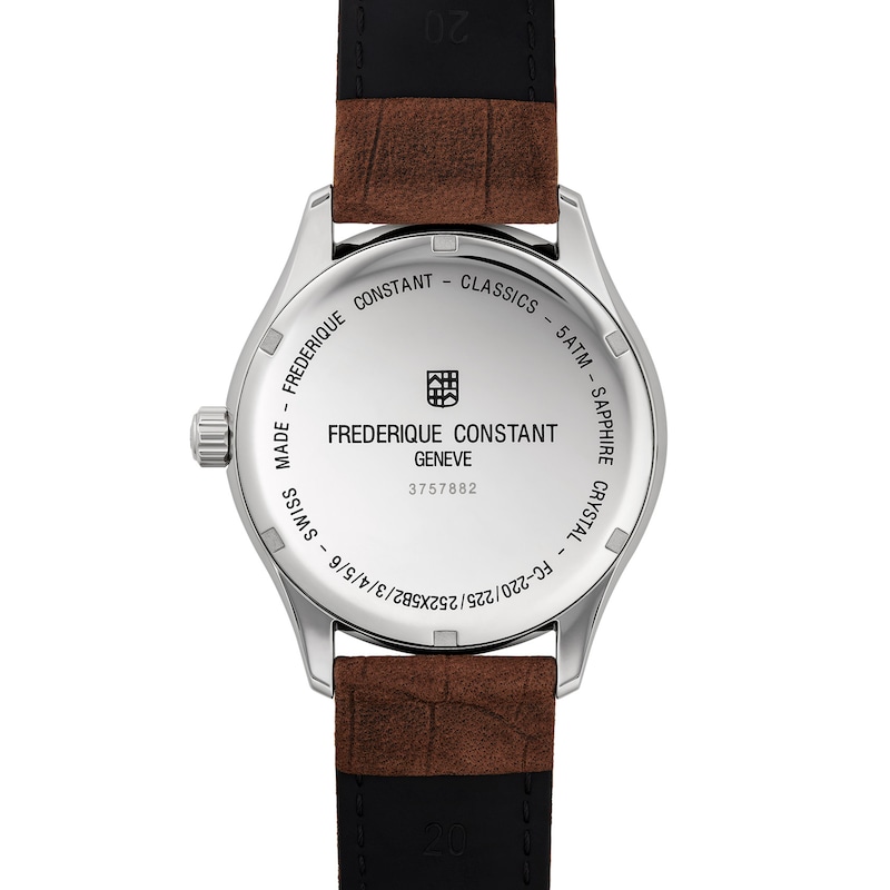Main Image 3 of Men's Frederique Constant Classics Watch with Grey Dial and Brown Leather Strap (Model: FC-220DGS5B6)