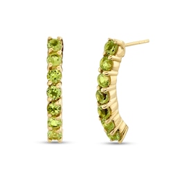 Peridot Curved Drop Earrings in 14K Gold
