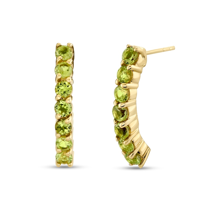 Main Image 1 of Peridot Curved Drop Earrings in 14K Gold