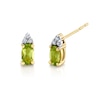 Thumbnail Image 1 of Oval Peridot and Diamond Accent Stud Earrings in 14K Gold