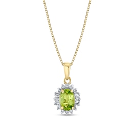Oval Peridot and 1/5 CT. T.W. Diamond Pendant in 10K Gold