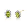 Thumbnail Image 1 of Oval Peridot and 1/4 CT. T.W. Diamond Stud Earrings in 10K Gold