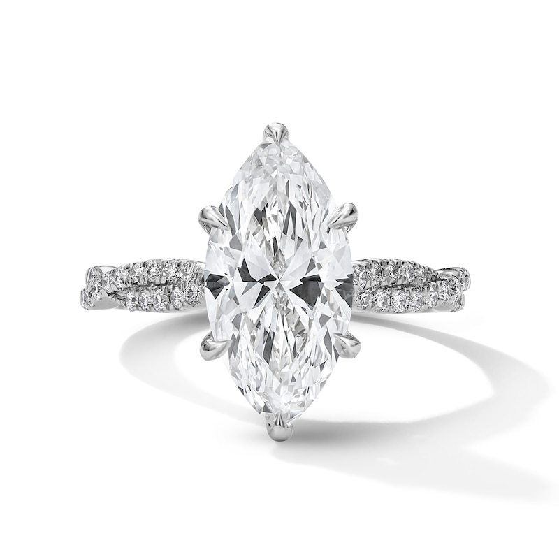 Main Image 1 of 3-1/3 CT. T.W. Marquise-Cut Certified Lab-Grown Diamond Engagement Ring in 14K White Gold (F/VS2)