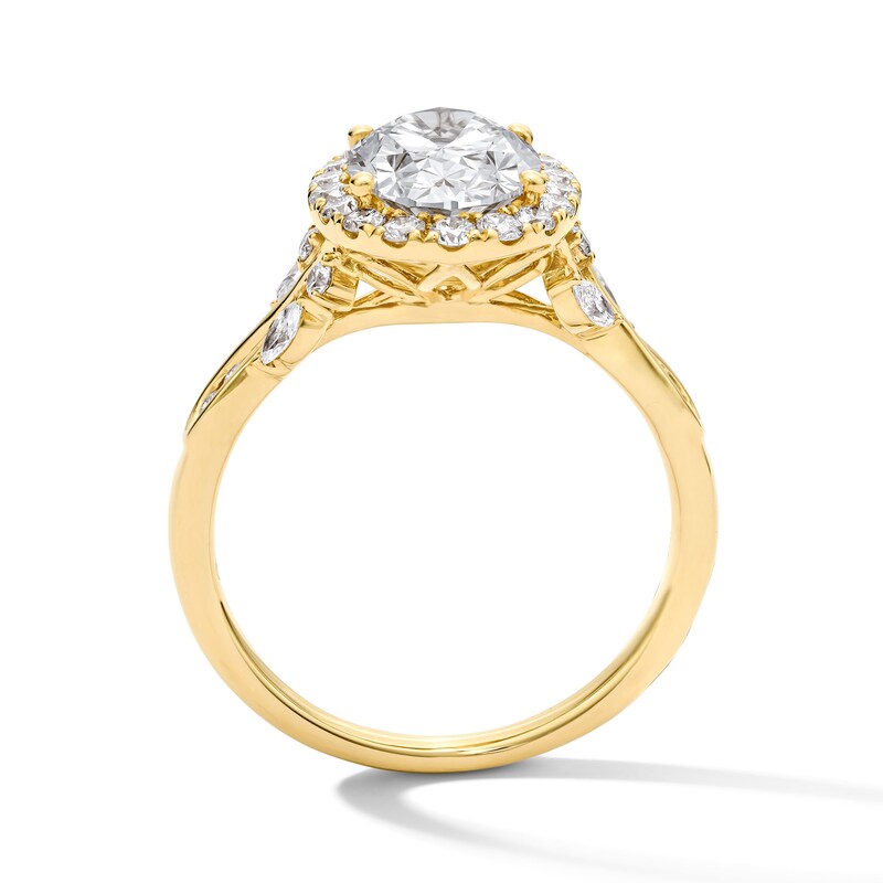 Main Image 3 of 2-1/2 CT. T.W. Oval Certified Lab-Grown Diamond Frame Engagement Ring in 14K Gold (F/VS2)