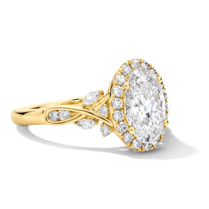 Main Image 4 of 2-1/2 CT. T.W. Oval Certified Lab-Grown Diamond Frame Engagement Ring in 14K Gold (F/VS2)