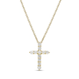 1/2 CT. T.W. Lab-Grown Diamond Cross Necklace in Sterling Silver with 18K Gold Plate (F/VS2)