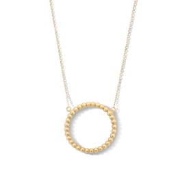 Beaded Circle Necklace in Hollow 10K Gold
