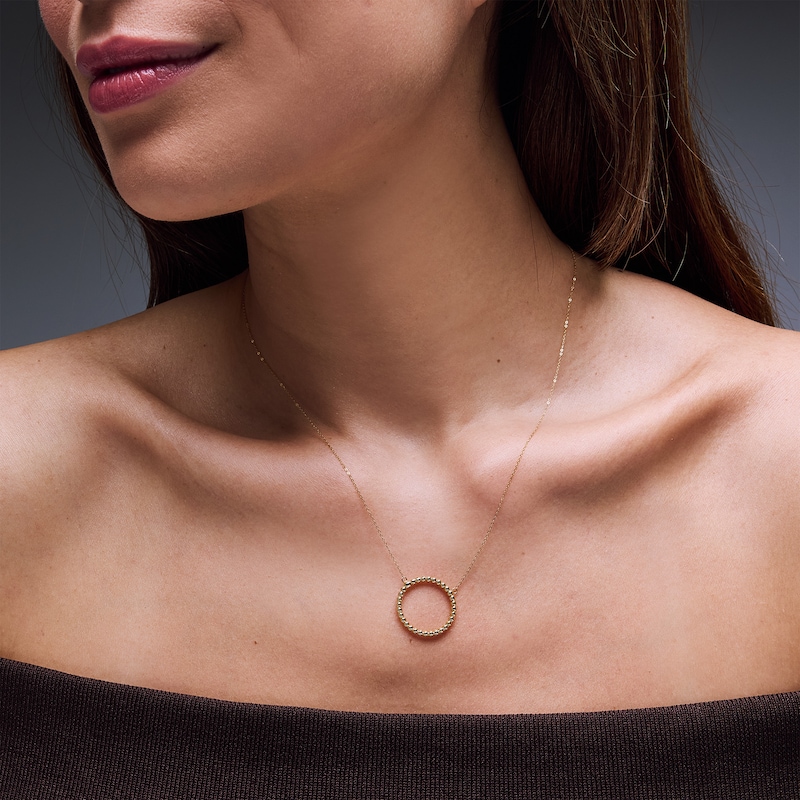 Main Image 2 of Beaded Circle Necklace in Hollow 10K Gold