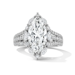 4 CT. T.W. Marquise-Cut Certified Lab-Grown Diamond Frame Engagement Ring in 14K White Gold (F/VS2)