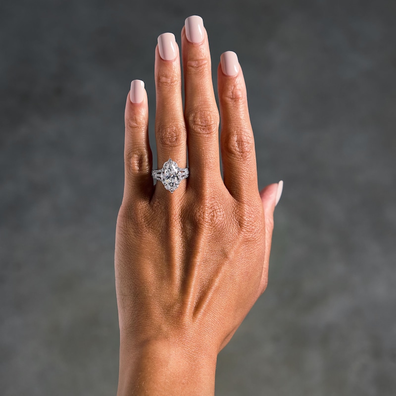 Main Image 2 of 4 CT. T.W. Marquise-Cut Certified Lab-Grown Diamond Frame Engagement Ring in 14K White Gold (F/VS2)