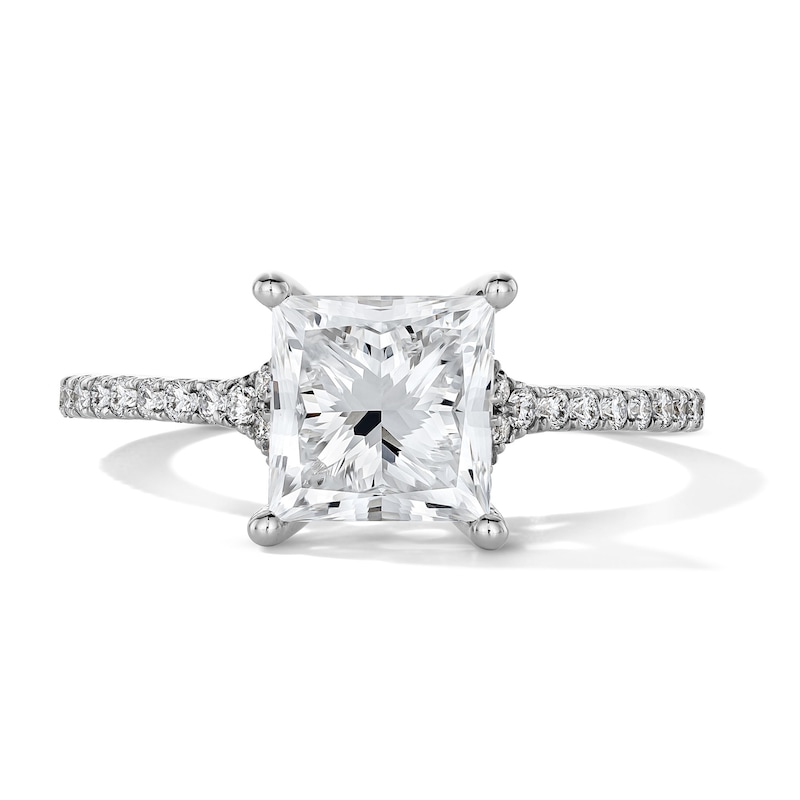 Main Image 1 of 2-1/4 CT. T.W. Princess-Cut Certified Lab-Grown Diamond Engagement Ring in 14K White Gold (F/VS2)