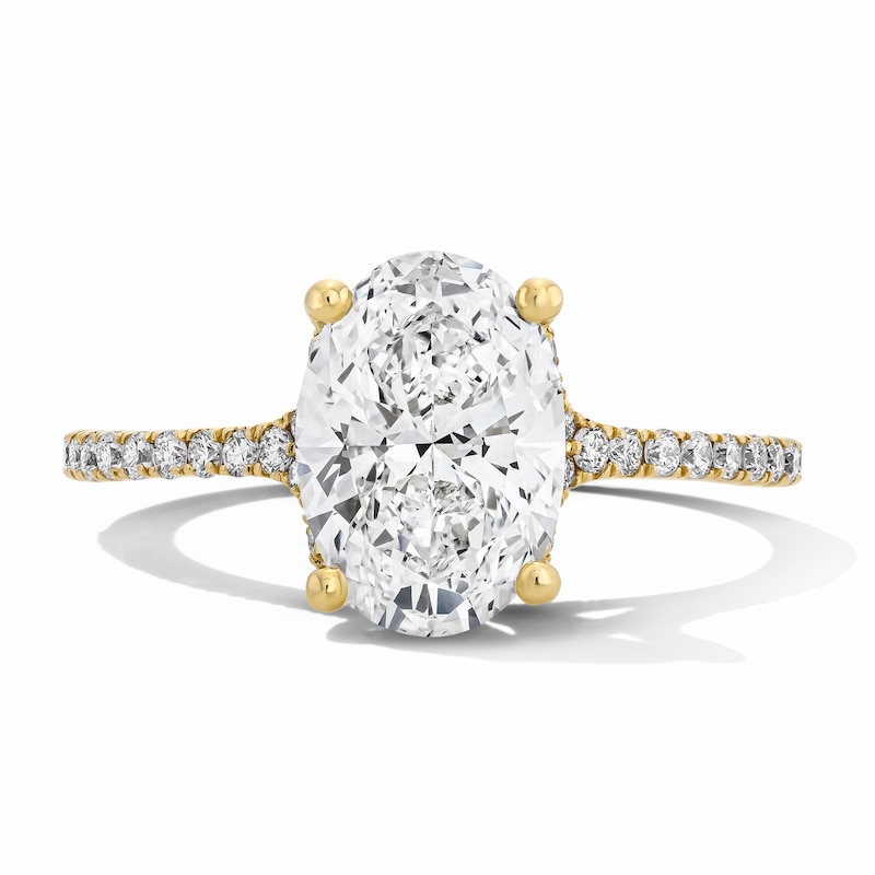 Main Image 1 of 2-1/4 CT. T.W. Oval Certified Lab-Grown Diamond Engagement Ring in 14K Gold (F/VS2)