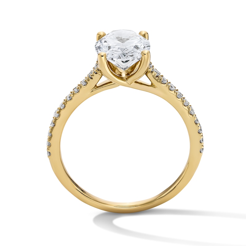 Main Image 3 of 2-1/4 CT. T.W. Oval Certified Lab-Grown Diamond Engagement Ring in 14K Gold (F/VS2)