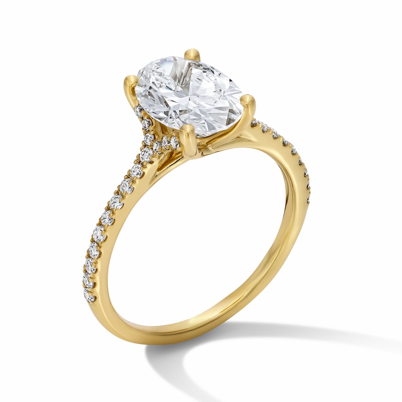 Main Image 5 of 2-1/4 CT. T.W. Oval Certified Lab-Grown Diamond Engagement Ring in 14K Gold (F/VS2)
