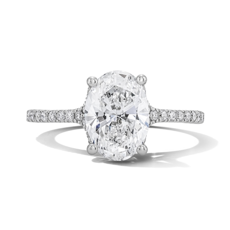 Main Image 1 of 2-1/4 CT. T.W. Oval Certified Lab-Grown Diamond Engagement Ring in 14K White Gold (F/VS2)