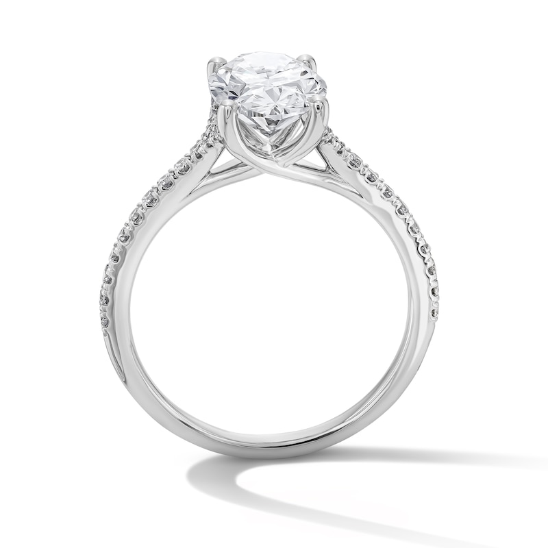 Main Image 3 of 2-1/4 CT. T.W. Oval Certified Lab-Grown Diamond Engagement Ring in 14K White Gold (F/VS2)