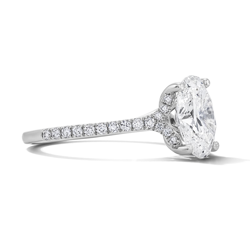 Main Image 4 of 2-1/4 CT. T.W. Oval Certified Lab-Grown Diamond Engagement Ring in 14K White Gold (F/VS2)