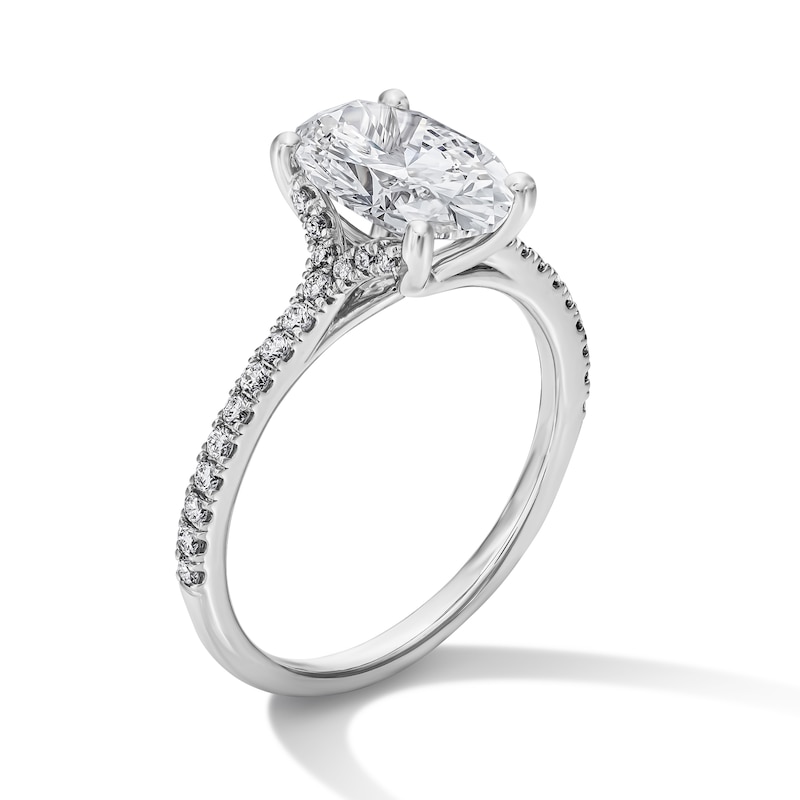 Main Image 5 of 2-1/4 CT. T.W. Oval Certified Lab-Grown Diamond Engagement Ring in 14K White Gold (F/VS2)