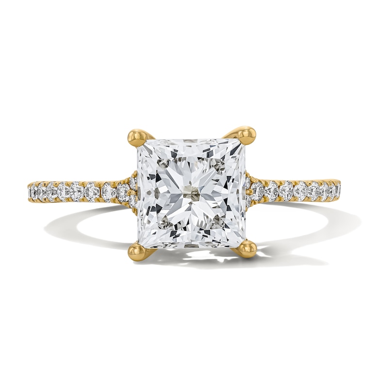 Main Image 1 of 2-1/4 CT. T.W. Princess-Cut Certified Lab-Grown Diamond Engagement Ring in 14K Gold (F/VS2)