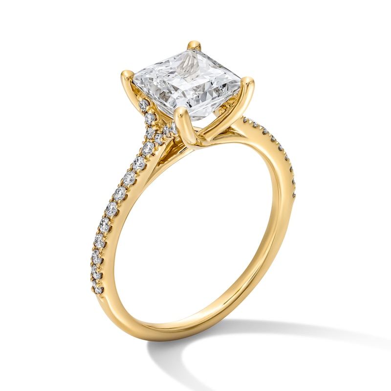 Main Image 5 of 2-1/4 CT. T.W. Princess-Cut Certified Lab-Grown Diamond Engagement Ring in 14K Gold (F/VS2)