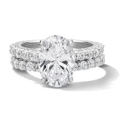 Vera Wang Love 5-1/5 CT. T.W. Oval Certified Lab-Grown Diamond Bridal Set in 14K White Gold (F/VS2)