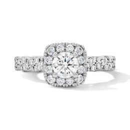 1 CT. T.W. Certified Lab-Grown Diamond Cushion Frame Engagement Ring in 14K White Gold (F/VS2)
